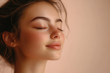 Fototapeta premium A close up of a girl's face with her eyes closed