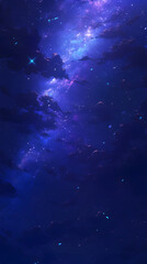 Digital blue and purple nebula starry abstract graphic poster background