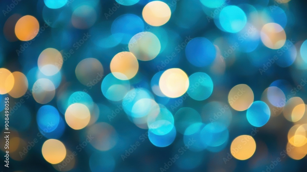 Aufkleber bright blue and golden bokeh lights create a captivating abstract background filled with vibrant col