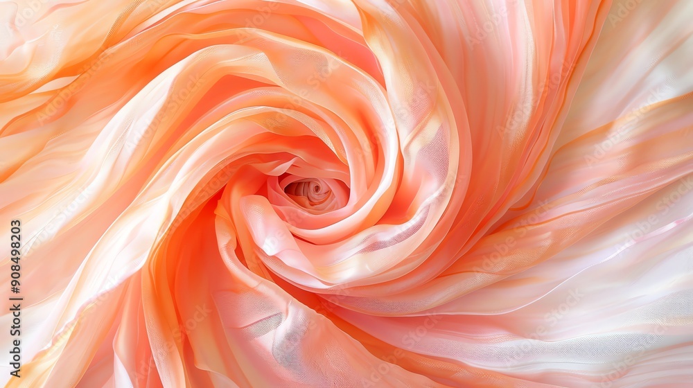 Poster a beautiful abstract image of a peach-colored fabric swirled into a spiral.