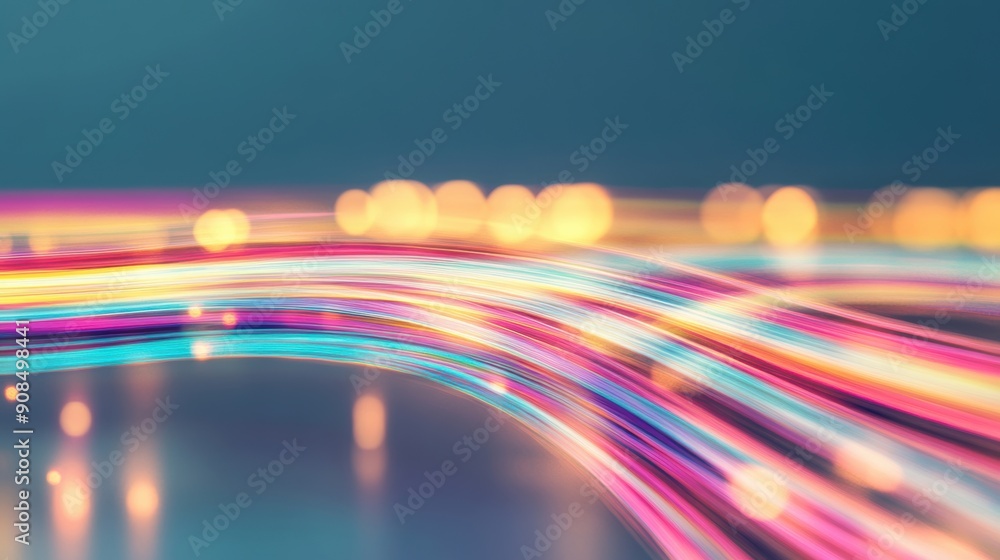 Aufkleber vibrant streaks of light intertwine, creating an energetic display of color against a muted backgrou