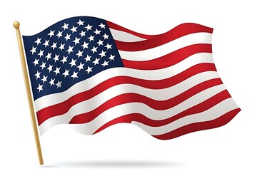 3d illustration flag of America. America flag waving isolated on white background with clipping path.