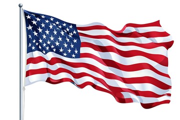 Fototapeta premium 3d illustration flag of America. America flag waving isolated on white background with clipping path.
