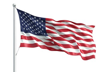 Fototapeta premium 3d illustration flag of America. America flag waving isolated on white background with clipping path.