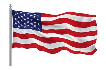 Obraz premium 3d illustration flag of America. America flag waving isolated on white background with clipping path.