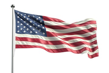 Fototapeta premium 3d illustration flag of America. America flag waving isolated on white background with clipping path.