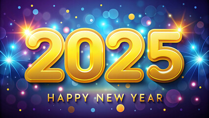 Get ready for a joyful new year with a colorful 2025 illustration on a shiny background.
