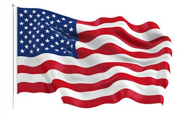 Obraz premium 3d illustration flag of America. America flag waving isolated on white background with clipping path.
