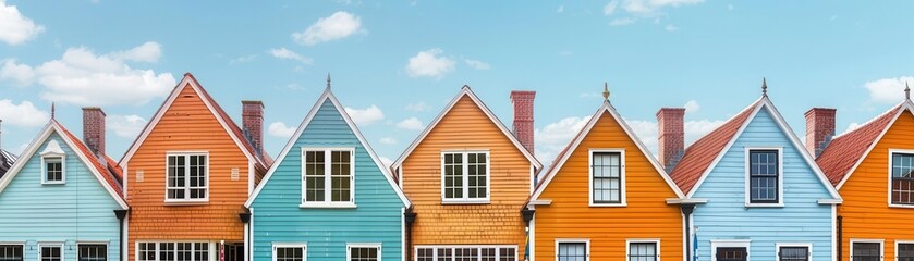 Obraz premium Dutch Colonial architecture, gambrel roofs, focus on, early American style, realistic, composite, colonial village