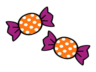 包み紙に包まれたキャンディーのイラスト素材