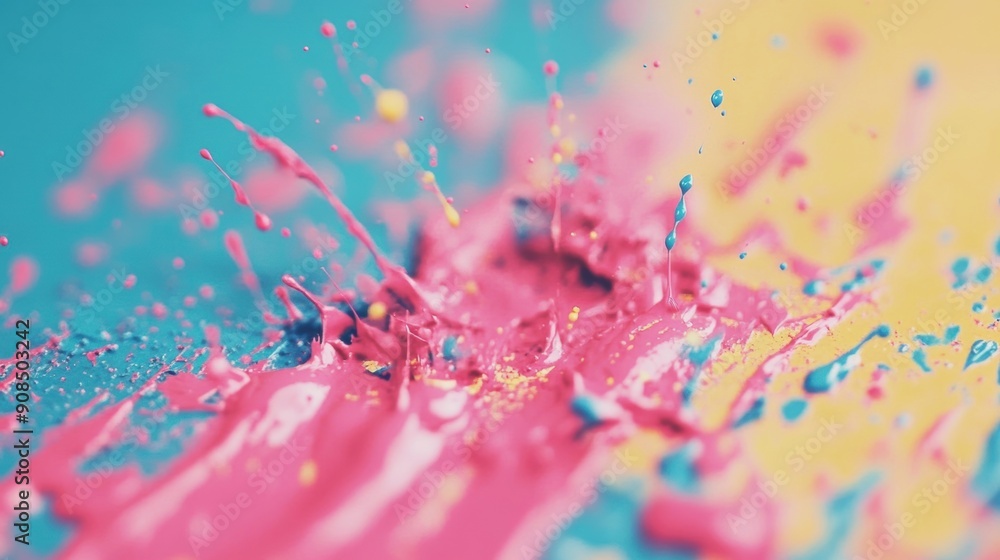 Aufkleber vivid splashes of paint create a dynamic and colorful display on the canvas