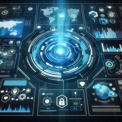 Fototapeta premium Abstract geometric background Scene 3D Rendering. cyber space fantastic scene in virtual reality.