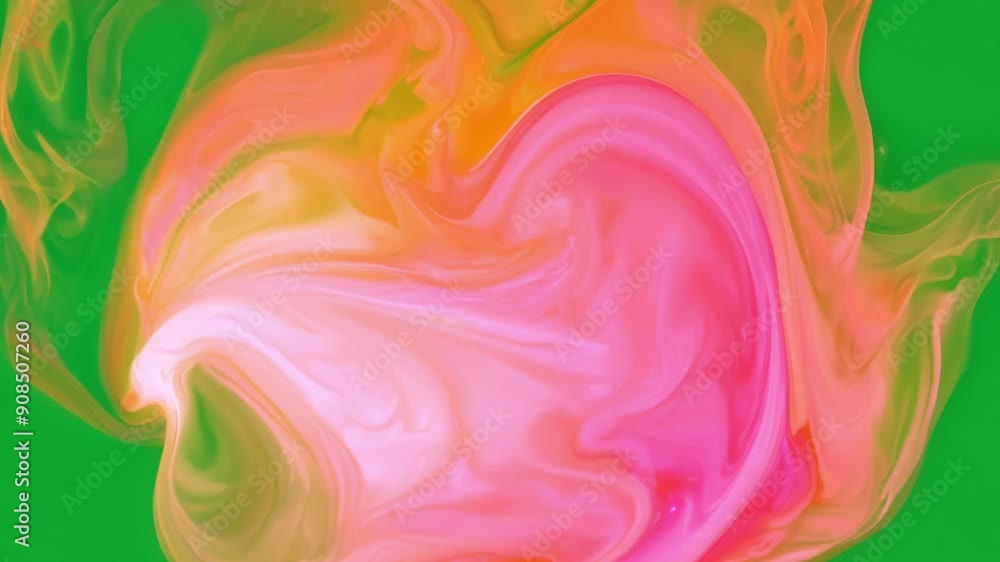 Poster bright hues intertwine, creating a mesmerizing display of pinks and oranges against a lush green bac