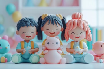 student in class, 3D render