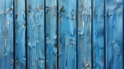 Fototapeta premium Blue Painted Wooden Wall Close-Up