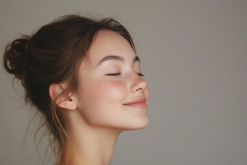 Fototapeta premium A close up of a girl's face with her eyes closed