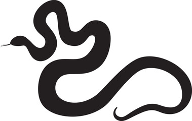Stylized black silhouette of the snake. Isolated symbol or icon of snake. Abstract vector illustration of serpent silhouette.