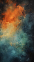 Fototapeta premium Digital yellow and green starry night sky abstract graphic poster background