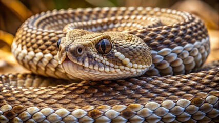 Fototapeta premium Close-up of a Rattlesnake's Head and Scales.