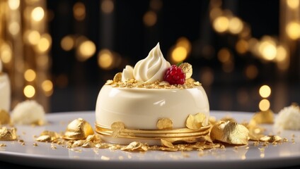 White Chocolate Mousse with Gold Leaf A Luxury Dessert Experience.