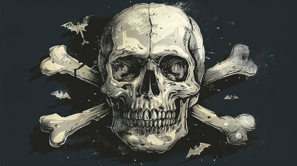Grinning Skull with Crossbones