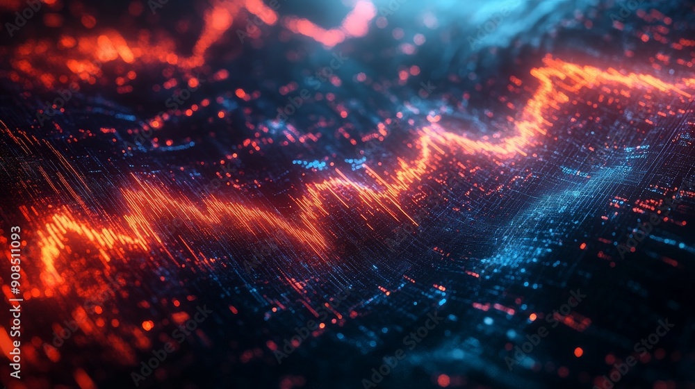 Poster market volatility vortex - abstract surreal visualization of stock market data with realistic textur