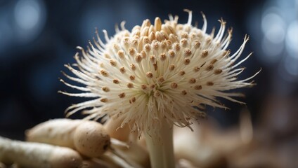 Fototapeta premium White Salsify CloseUp A Delicate Double Exposure with Root Vegetable Dishes.
