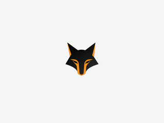 Fox head vector logo design with black color. Wolf head logo. Fox gaming logo design template. Creative and modern animal template