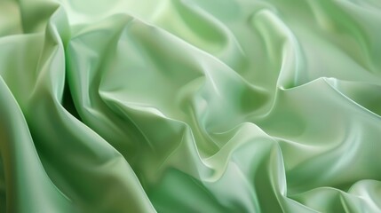 Obraz premium Green silk fabric texture with smooth folds and soft light reflections for background