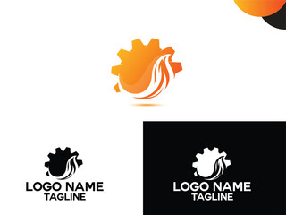 Gear and gas logo design template. Gas oil logo. Gear vector. Business. Premium logo art design