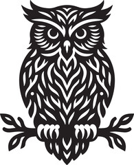 Black Owl Silhouette Vector Illustration