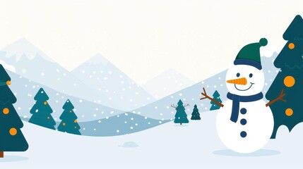 A festive Christmas card featuring a cheerful snowman, evoking holiday spirit and winter joy for sending warm wishes.