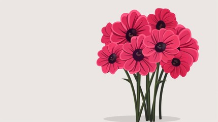 Delicate pink flowers form a smooth bouquet, elegantly set against a simple grey backdrop, bringing soft beauty to any space.