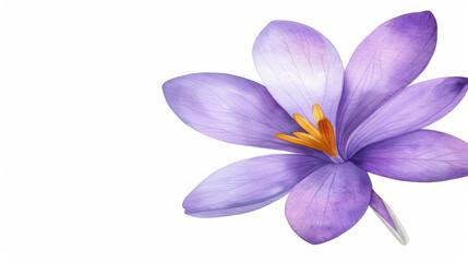 Delicate purple crocus blooms stand out against a clean background, showcasing the beauty of nature in vibrant watercolor strokes.
