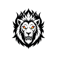 Obraz premium a male lion shouting and an icon with aggressive face