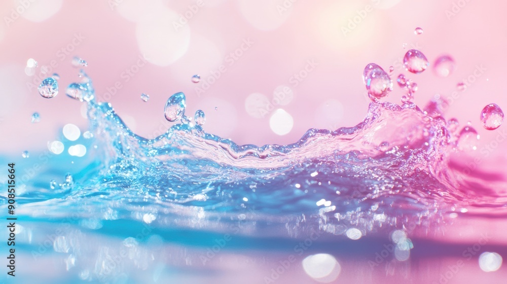 Poster water droplets create captivating arcs and splashes in a vibrant, abstract setting