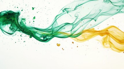 Elegant swirling patterns of green and gold smoke create an enchanting visual effect