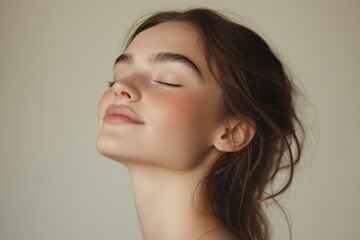 Fototapeta premium A close up of a girl's face with her eyes closed