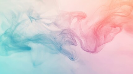 Delicate pink and blue smoke swirls gracefully blend together, creating a captivating visual effect