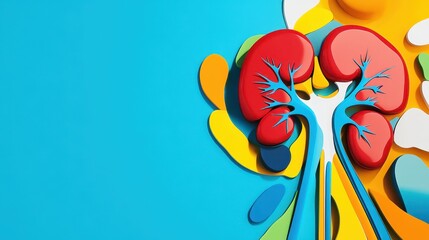 Visualize kidney anatomy with this 3D illustration, perfect for educational healthcare concepts in a modern style.