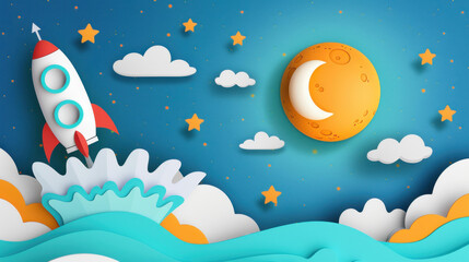 A serene night sky filled with a radiant moon and sparkling stars, creating a peaceful and dreamy atmosphere.