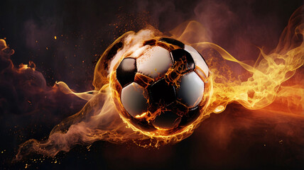 Fiery Energy A Soccer Ball in Flames, ball, soccer, energy, fire, flame, game, football