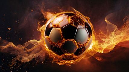 Fiery Energy A Soccer Ball in Flames, ball, soccer, energy, fire, flame, game, football