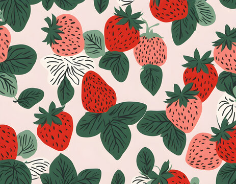 Vector seamless pattern with Strawberry Trendy hand drawn textures background
