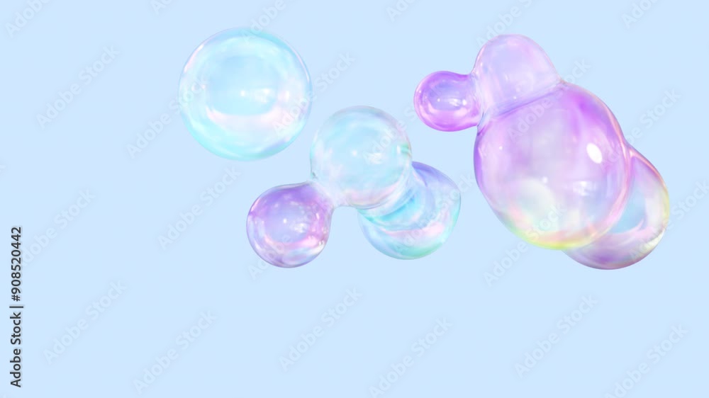 Poster metaball animation of morphing liquid blobs. background of 3d abstract colorful metaballs. in ultra 