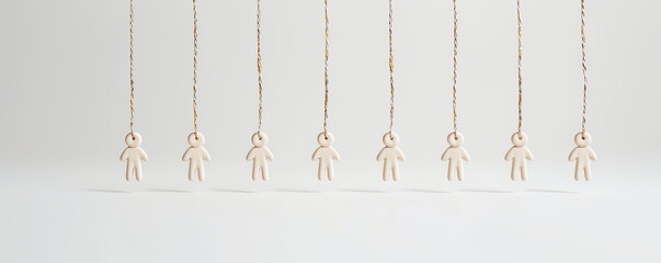 A conceptual image of gold strings manipulating people like puppets, symbolizing the influence of gold on global lives