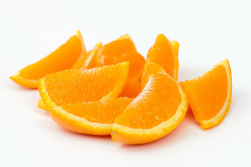 Orange Fruits Sliced ​​Into Pieces On White Background With Shadow For Design Solutions Created With Artificial Intelligence