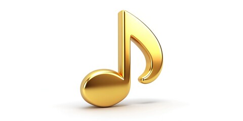 Isolated golden music note icon on a white background, symbolizing melody, harmony, and creativity, perfect for music-related projects, websites, and social media platforms.