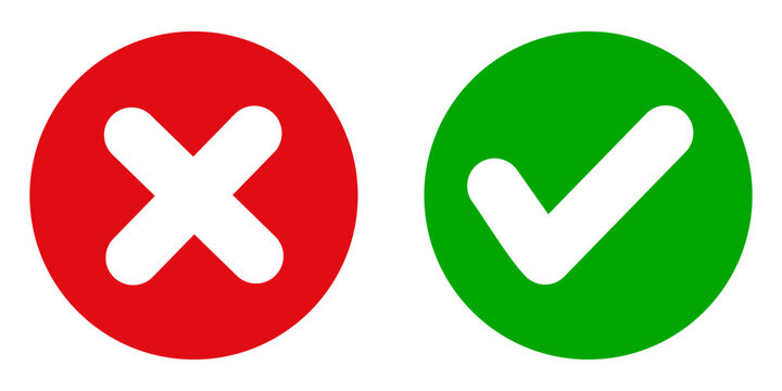 Cross and tick, correct and incorrect symbol sign vector illustration