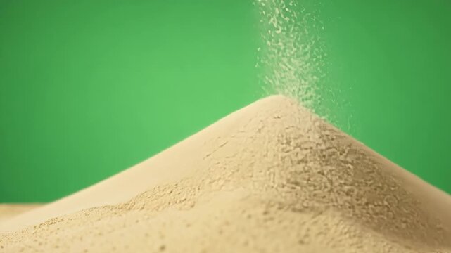 The satisfying sound of sand lightly falling and accumulating into a soft pillowy mountain. Green screen chromakey